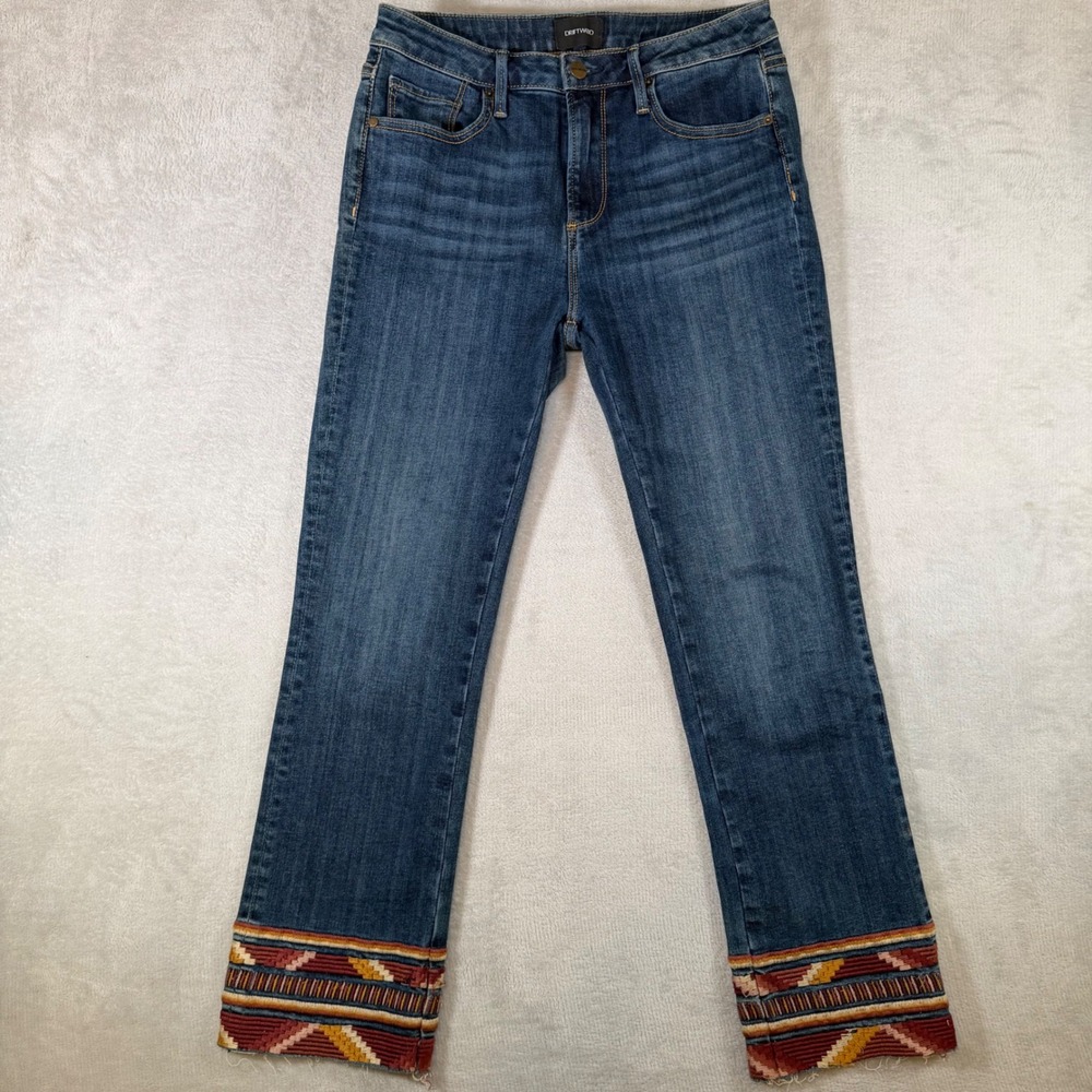 Driftwood Colette Embroidered Straight Leg Jeans Medium Wash Size 27 W27 L26‎